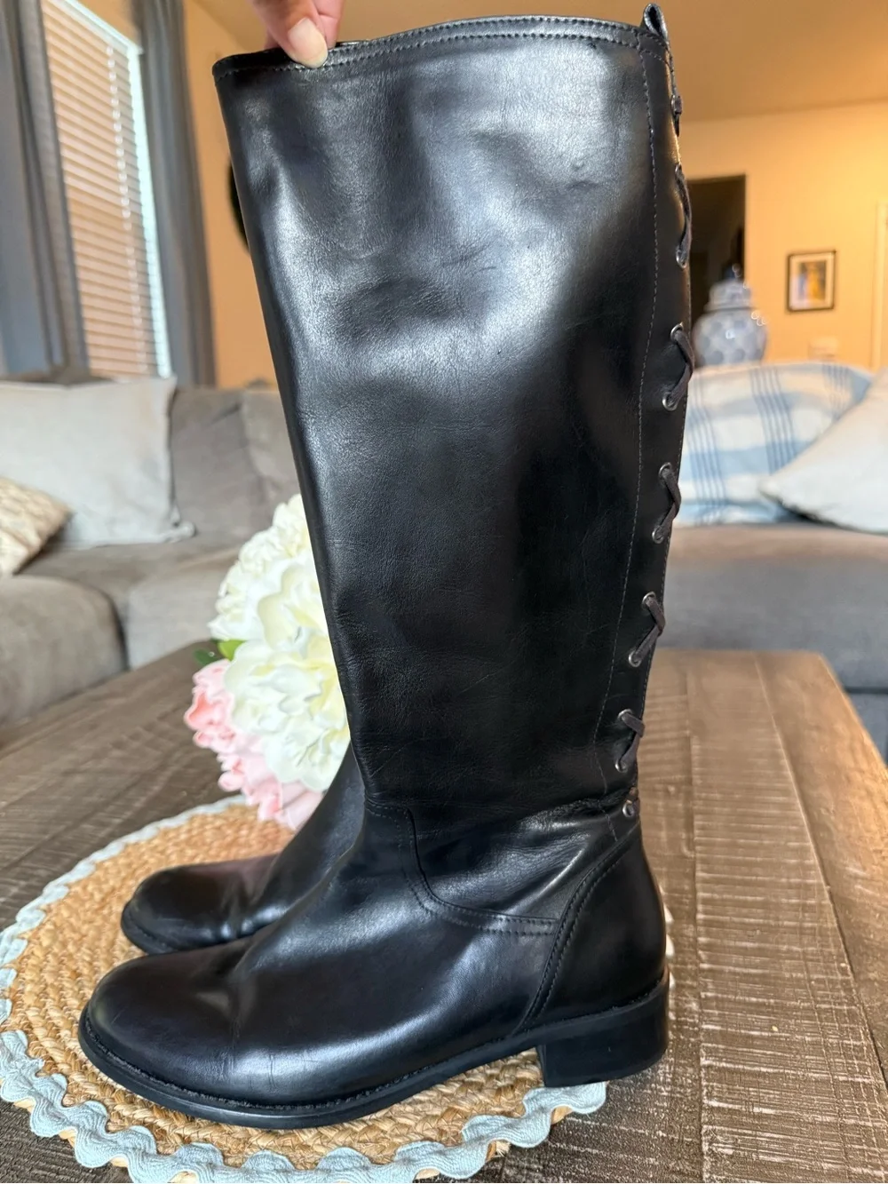 Sesto Meucci Black Leather Riding Boots